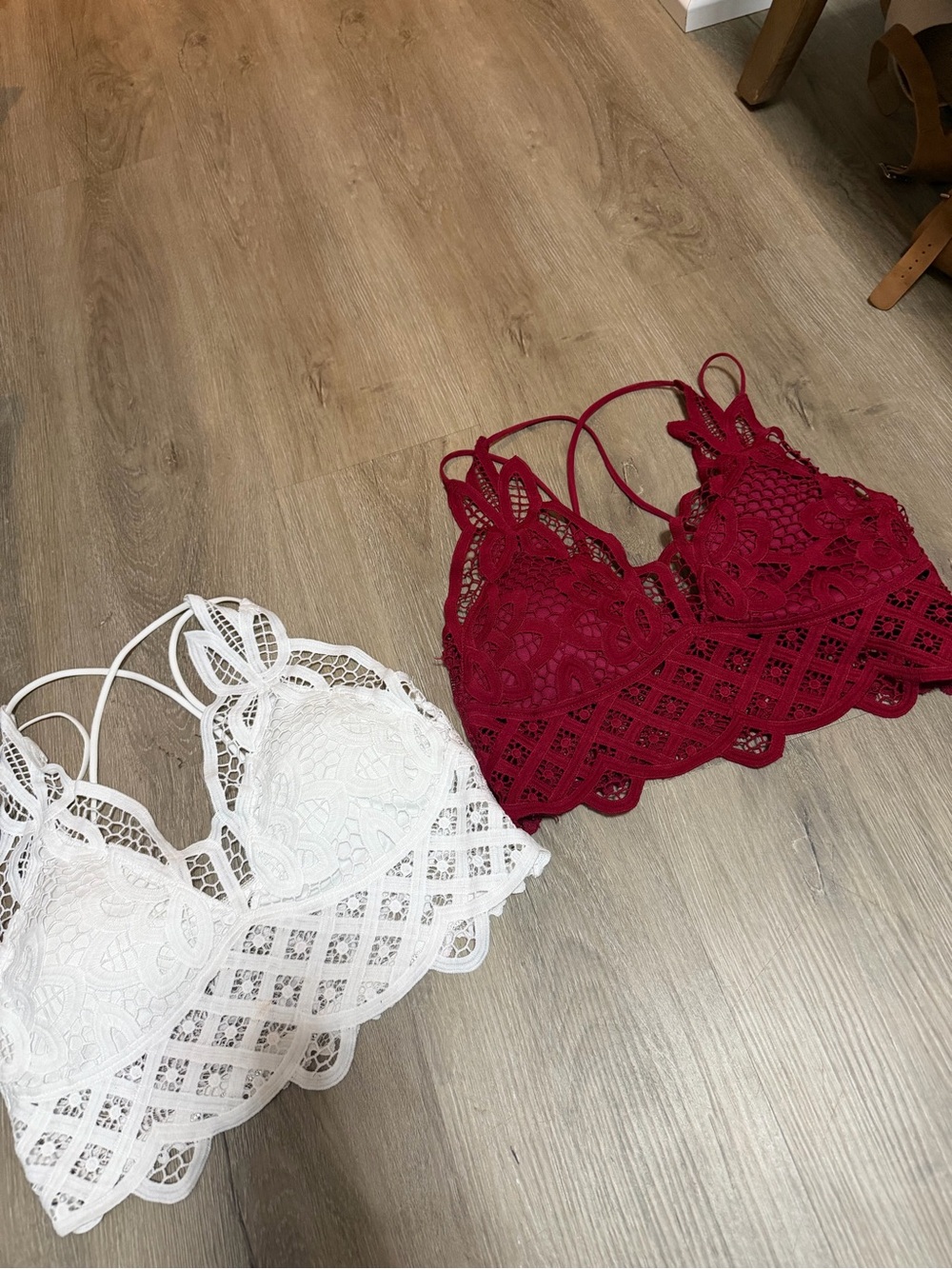 Lace Bralette Duo - White & Burgundy